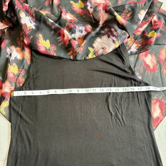 AB Studio Womens Boho Floral Print Layered Chiffon Blouse Top Size L - Picture 6 of 10